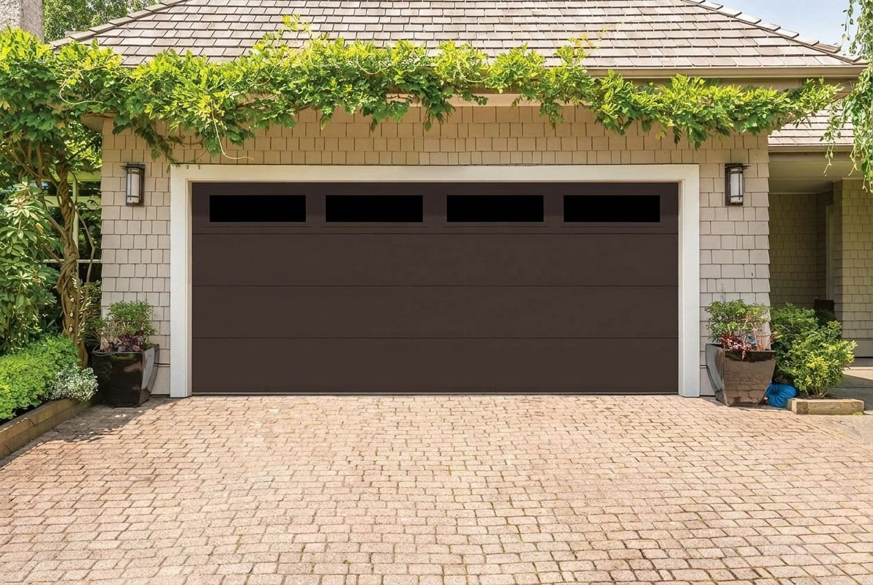 traditional brown garage door Rochester NY